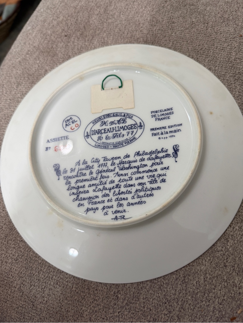 Five BiCentennial Limoges Plates of Le Marquis de LaFayette for - Picture 6 of 10